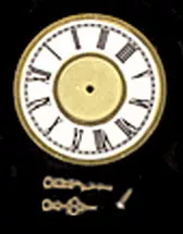 1" Scale Dollhouse Miniature - 7-3/4In White Roman Dial with Hands/Brass B (146B)