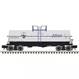 11,000-Gallon Tank Car w/Platform - Ready to Run - Master(R) -- Jefferson Chemical #32255 (gray, black, blue)