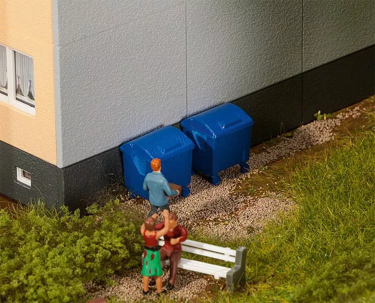 2 Blue garbage bins