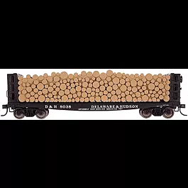 42' Pulpwood Flatcar - Assembled -- Delaware & Hudson #8000 (black, white)