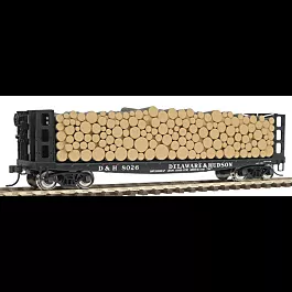 42' Pulpwood Flatcar - Assembled -- Delaware & Hudson #8026 (black, white)