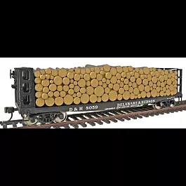 42' Pulpwood Flatcar - Assembled -- Delaware & Hudson #8059 (black, white)