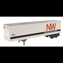 45' Pines Trailer -- Norfolk & Western #250025 (white, black, orange)