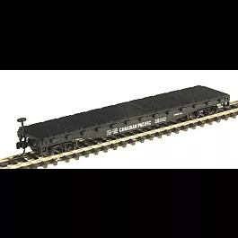50' Flatcar w/Stakes -- Canadian Pacific #301142 (black, white)