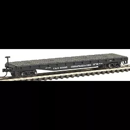 50' Flatcar w/Stakes -- Chesapeake & Ohio #80485 (black, white)