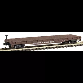 50' Flatcar w/Stakes -- Seaboard Air Line #47299 (Boxcar Red, white)