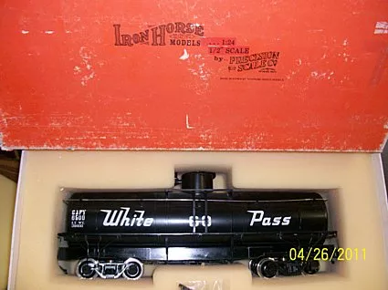98019 Precision Scale Painted White Pass Tank Car, black, metal Collection Item