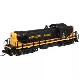 Alco RS-1 - Standard DC - Master(R) Silver -- Northern Pacific #802 (black, yellow, red)