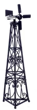 AZTEC - 1 Inch Scale Dollhouse Miniature - Black Wire Windmill On Stand (AZEIWF532)
