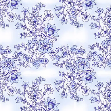 Blank Quilting - Blue Jubilee - Floral Toile, Lt Blue
