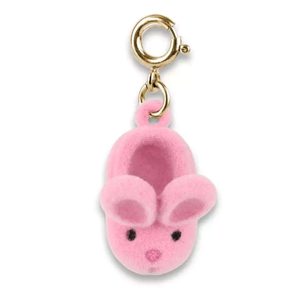 Gold Furry Bunny Slipper Charm