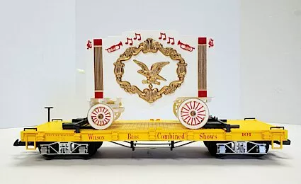 LGB 4160DGE Limited Edition Wilson Circus Flat Car, Yellow with Circus Wagon, Collection Item