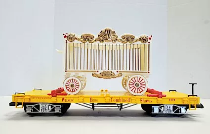 LGB 4160DGS Limited Edition Wilson Circus Flat Car, Yellow with Circus Wagon, Collection Item