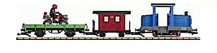 LGB 90450 Toy Train Large Railroad Starter Set, Side Rod Diesel, Passenger Car, Low-Side Car w/ATV L