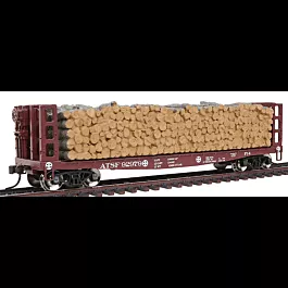 MasterLine(TM) 42' Pulpwood Flatcar -- Santa Fe #92979 (brown, white)