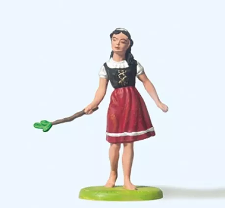 Preiser 47103 Farm Girl w/Switch to Round Up Livestock