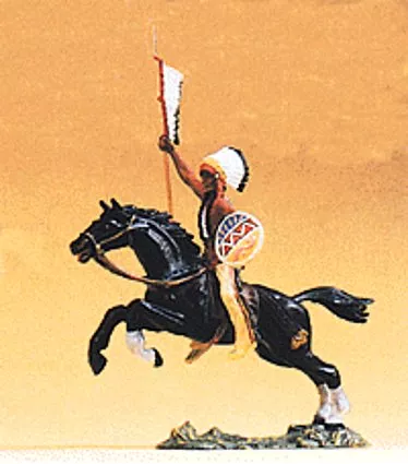 Preiser 54659 Mounted Indian Chief Carrying Spear & Shield, Collection Item