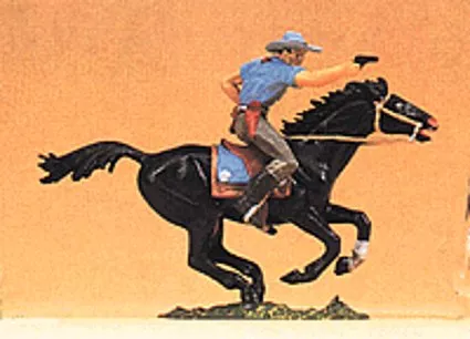 Preiser 54819 Mounted Cowboy Firing Pistol, Collection Item