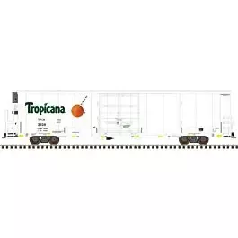 TrinityRail(R) 64' Modern Reefer - Ready to Run - Master(R) -- Tropicana 3176 (white, orange, black, yellow conspicuity stripes)