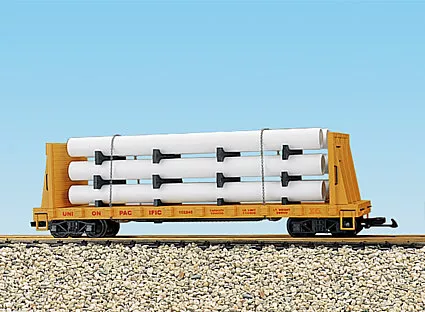USA TRAINS R17602 UP Pipe Load Flat Car - Yellow