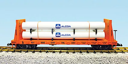 USA TRAINS R17606 Illinois Pipe Load Flat Car - Orange