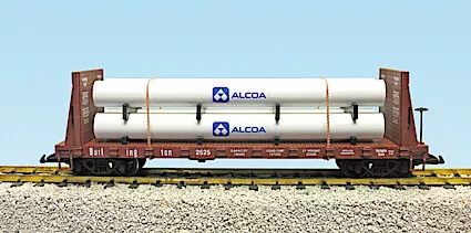USA TRAINS R17607 CB&Q Pipe Load Flat Car - Brown