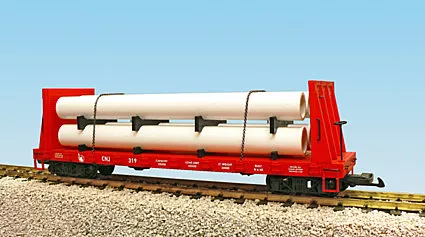 USA TRAINS R17609A Jersey Pipe Load Flat Car - Red