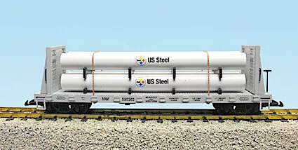 USA TRAINS R17611A N&W Pipe Load Flat Car - Gray