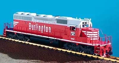 USA Trains R22309 Burlington Route, SD40-2 Diesel Locomotive, Red/White/Gray
