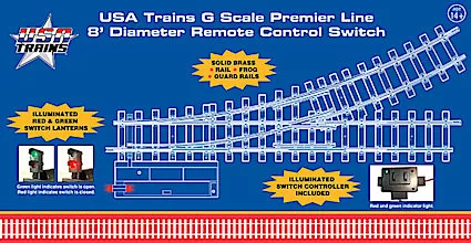 USA Trains R81625 8´ Left Remote Switch w/Illuminated Lantern & Controller