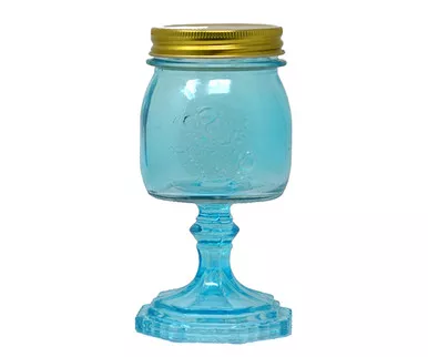 ZEE'S CREATIONS - Wine Glass Small Jar Blue 9.5 oz (GL4502BL)